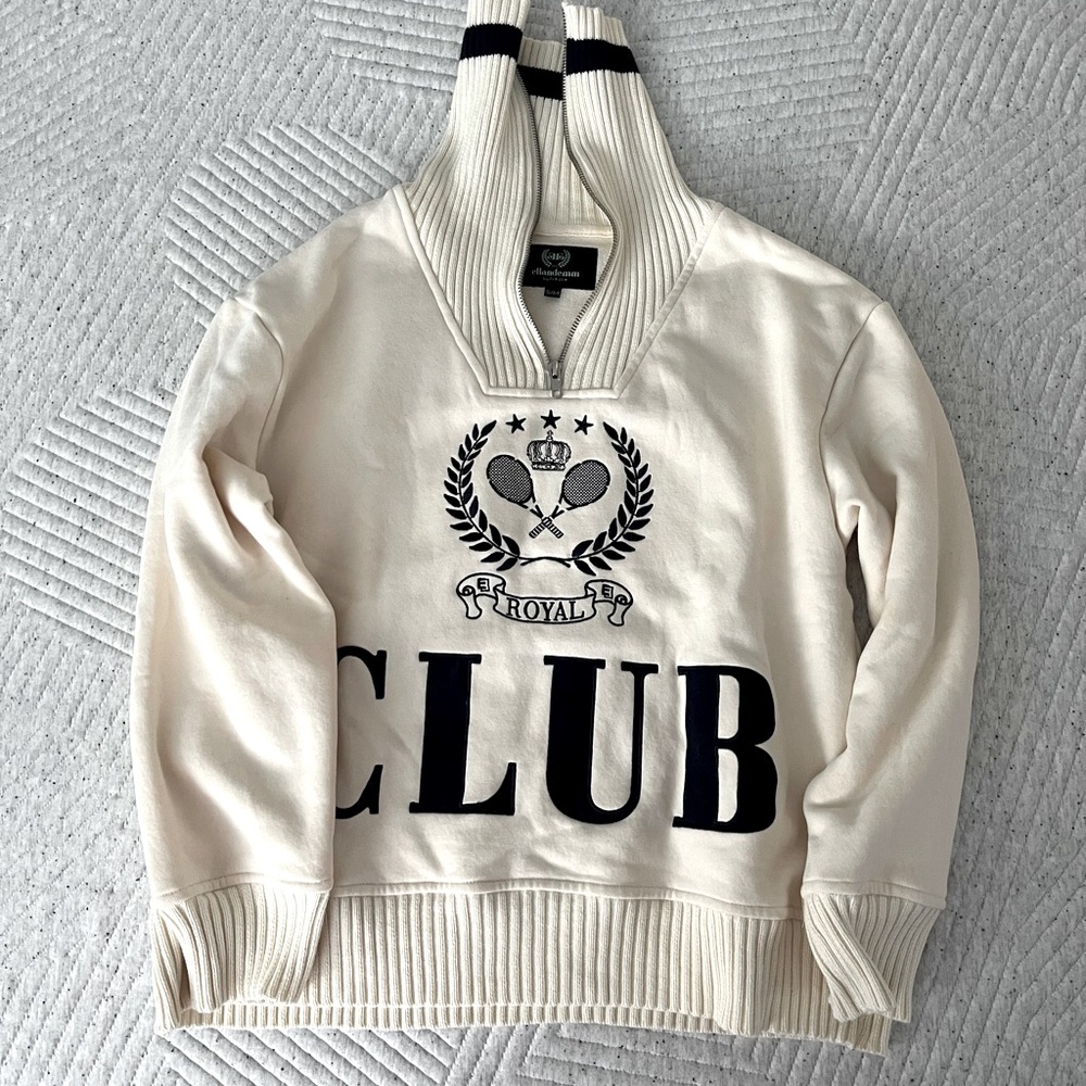 ellandemm cream and navy pullover